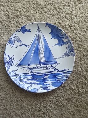 Blue Sailboat Decorative Plate